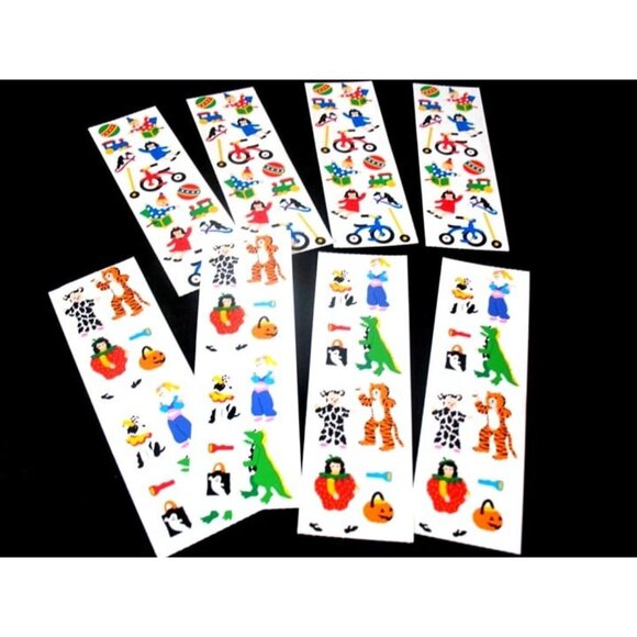 Mrs Grossman LOT--33 Strips  Apples, Trick or Treat, Confetti STICKERS- - Picture 2 of 7